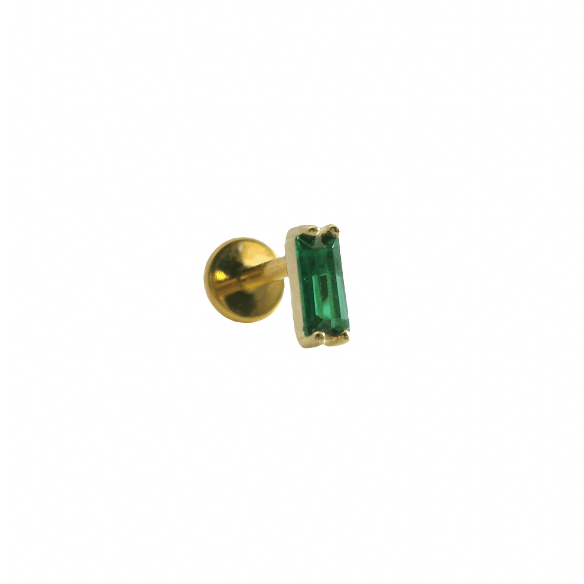 14K Gold Baguette Single Stud Earring