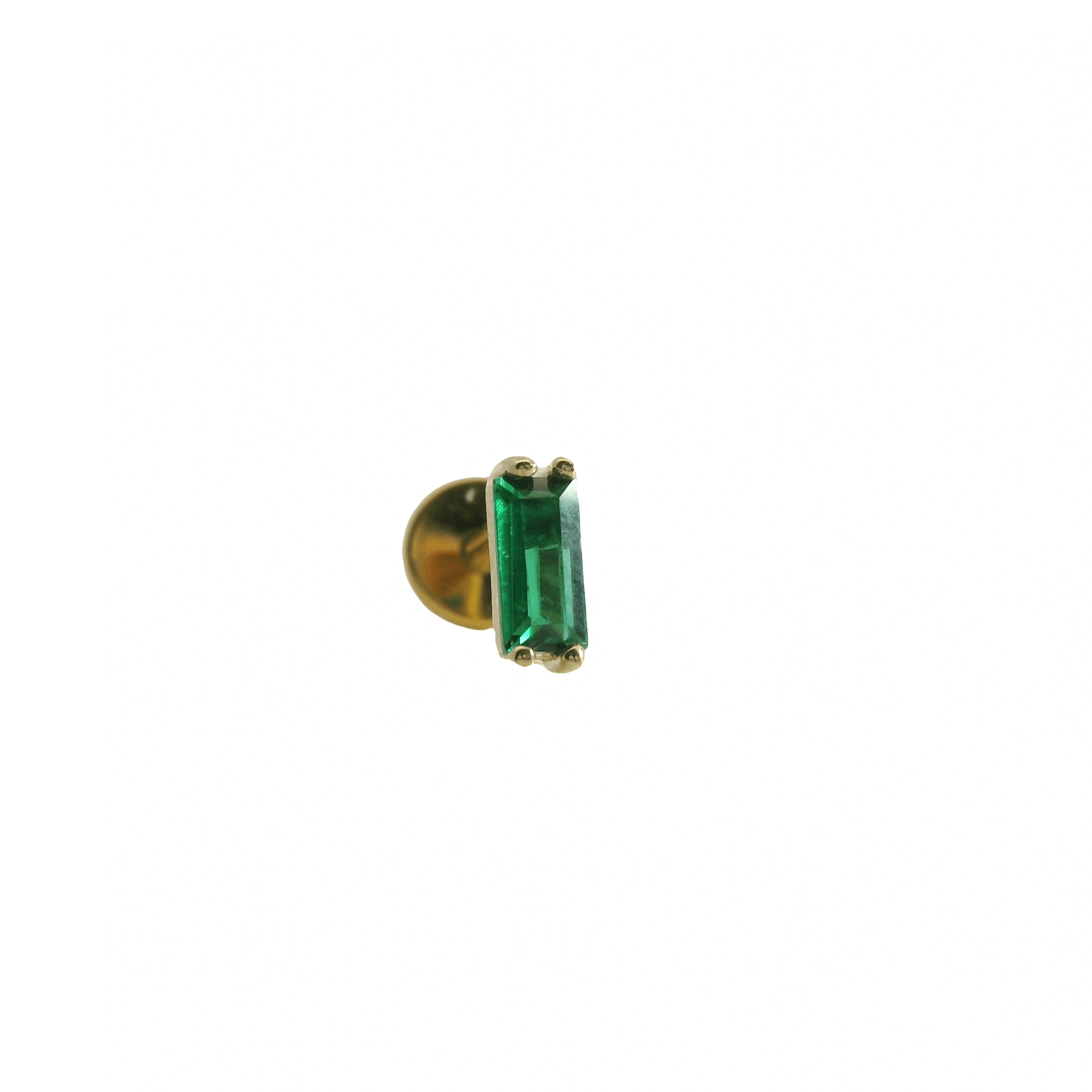 14K Gold Baguette Single Stud Earring