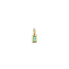 14K Gold Emerald Baguette Cut Charm