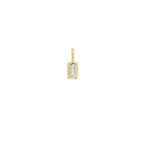 14K Gold White Topaz Baguette Cut Charm