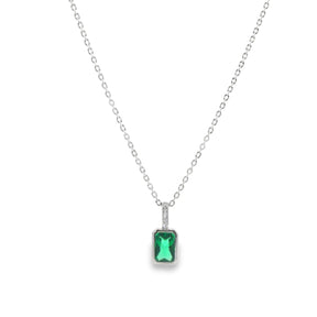 Emerald Bezel Pendant Necklace
