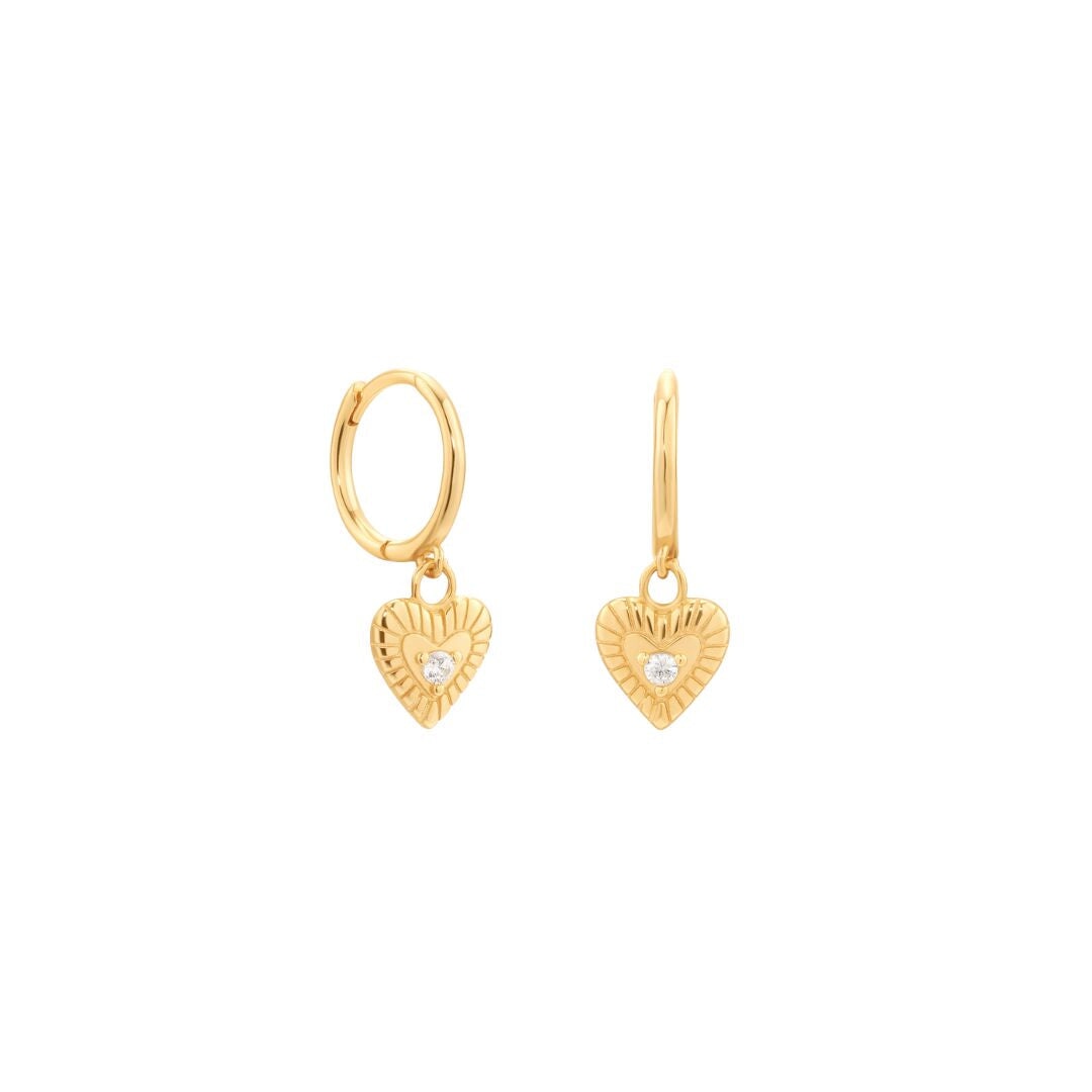 Heart Drop Huggie Earrings