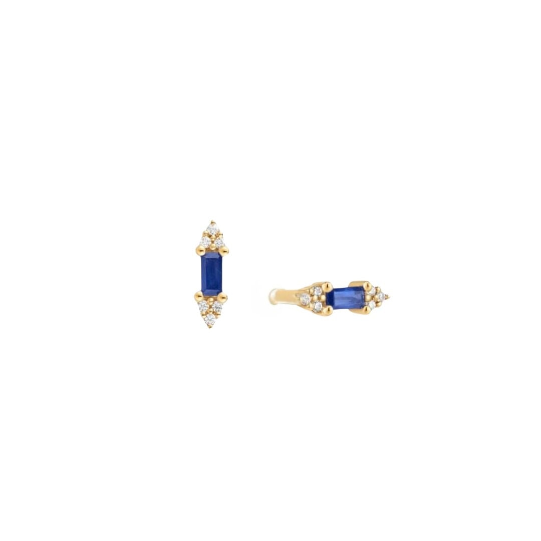 Baguette Cut Blue Single Stud