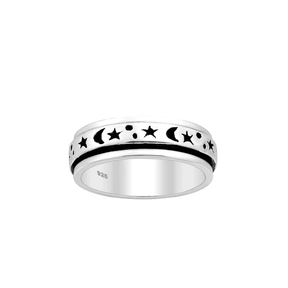 Moon and Star Spinner Ring*