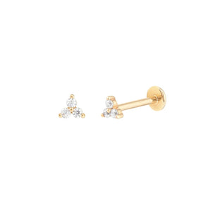 Trio Flat Back Single Stud Earring