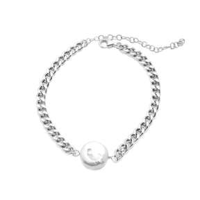 Curb Chain Single Pearl Bracelet