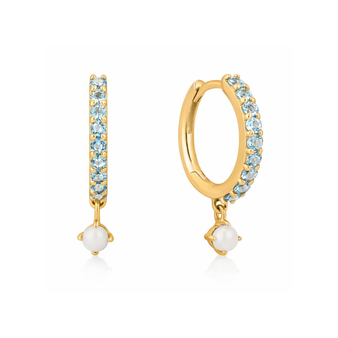 Pearl Drop Blue Hoops