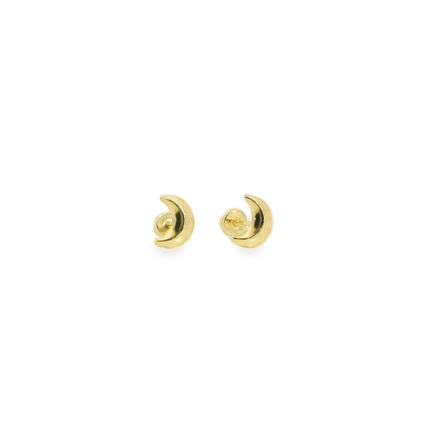 14K Gold Moon Stud Earrings