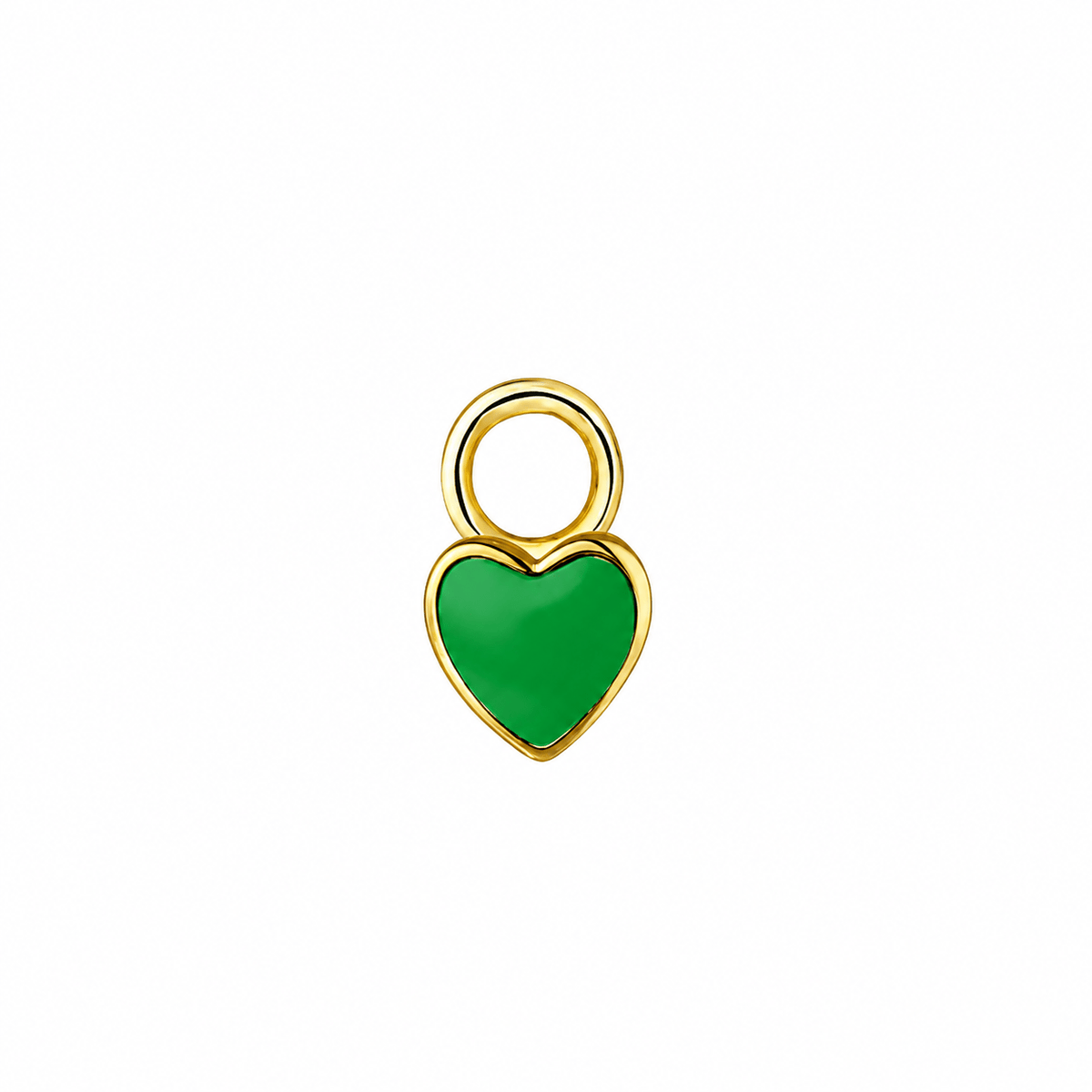 14K Gold Green Enamel Heart Charm