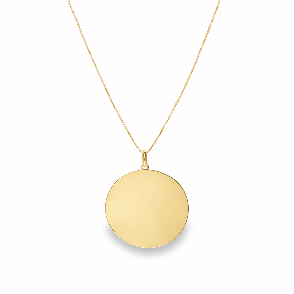 10K Gold Engravable Large Round Charm