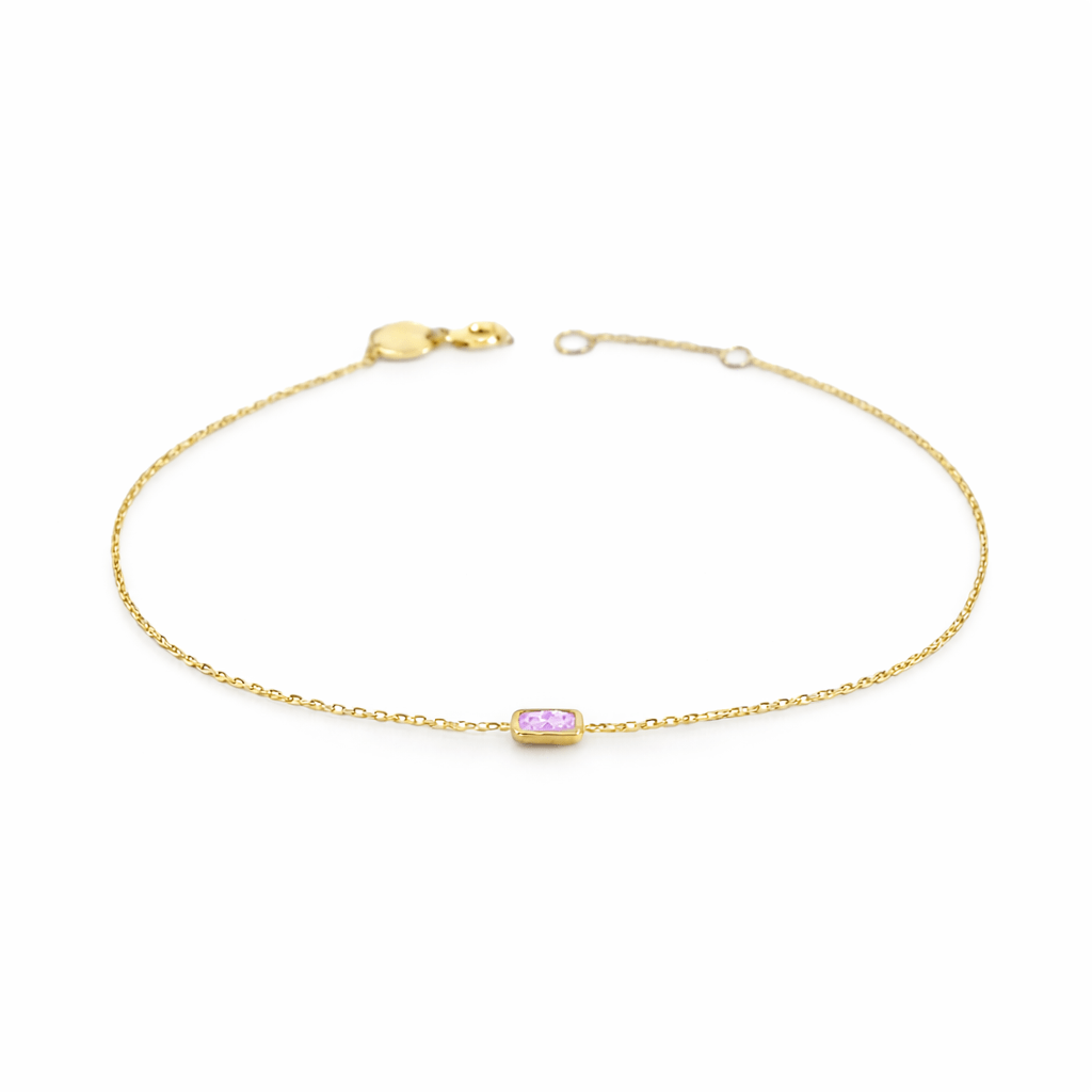 10K Gold Single Baguette Cut Bracelet