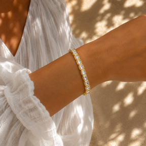 Bezel Emerald Tennis Stretchy Bracelet