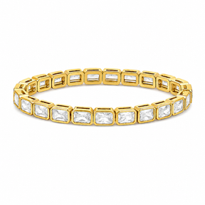 Bezel Emerald Tennis Stretchy Bracelet