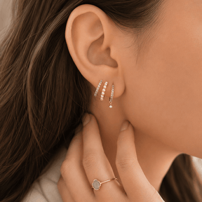 Pearl Drop Blue Hoops