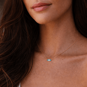10K Gold Masal Turquoise Evil Eye Necklace