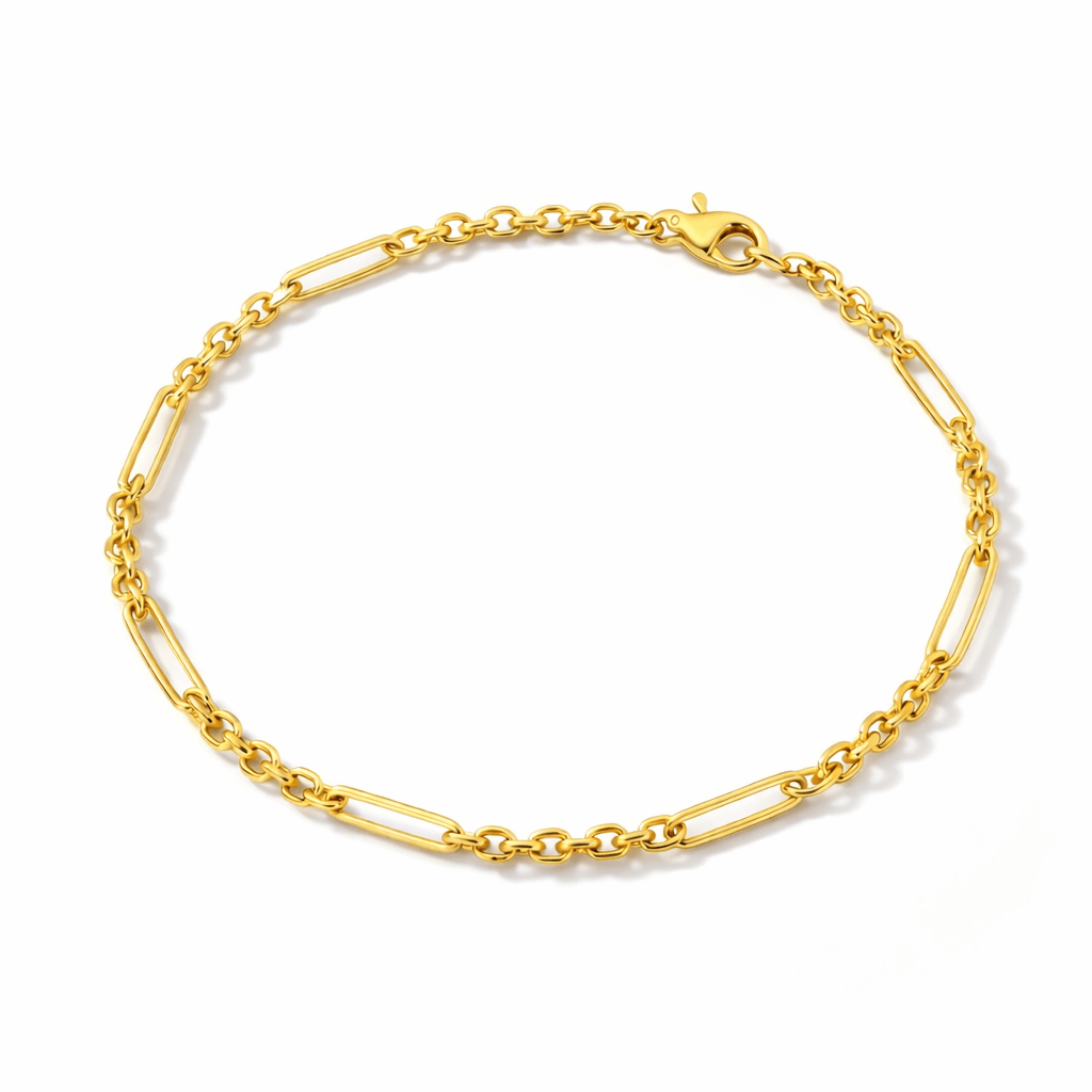 10K Trombone Mixed Link Chain Bracelet