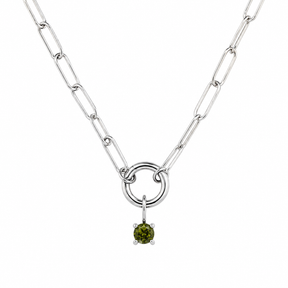Charm Enhancer Paperclip Necklace with Birthstone Sterling Silver