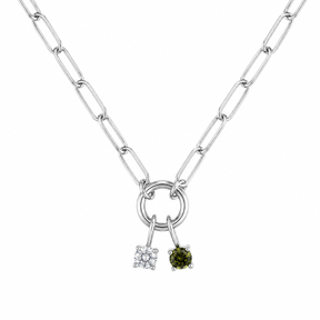 Charm Enhancer Paperclip Necklace with Birthstone Sterling Silver