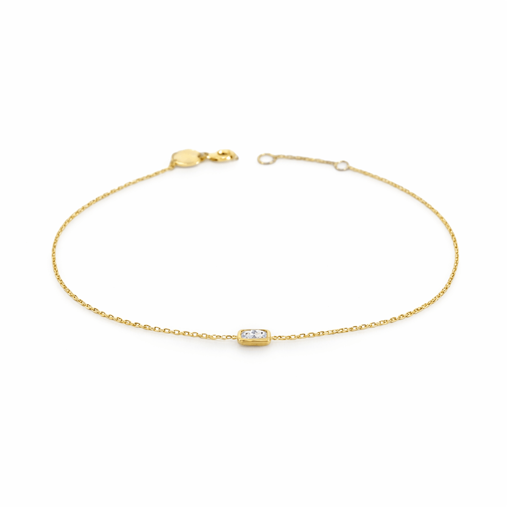 10K Gold Single Baguette Cut Bracelet