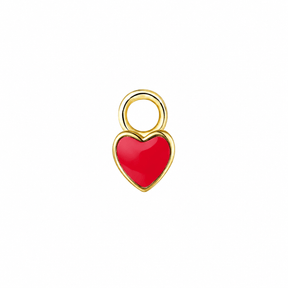 14K Gold Enamel Heart Charm