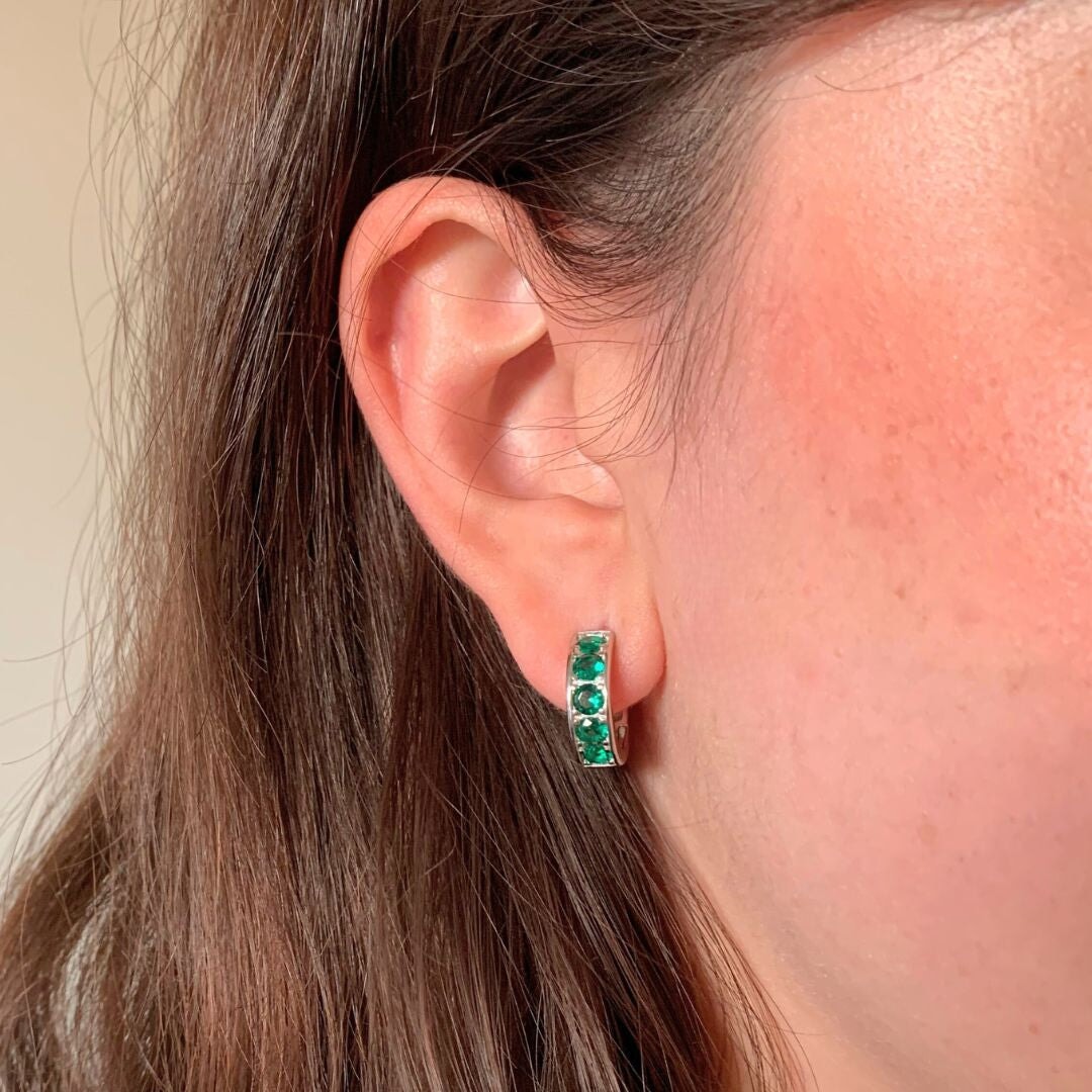 Emerald Chunky Sparkly Huggies