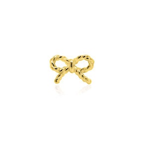 14K Yellow Gold Rope Bow Flat Screwback Single