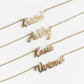 custom name necklace in gold or silver