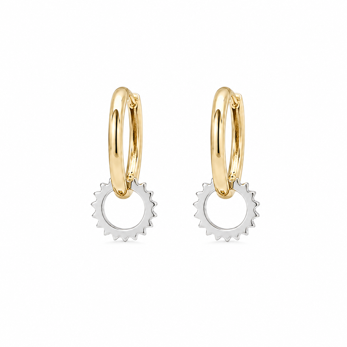mixed metal hoop with hoop charm