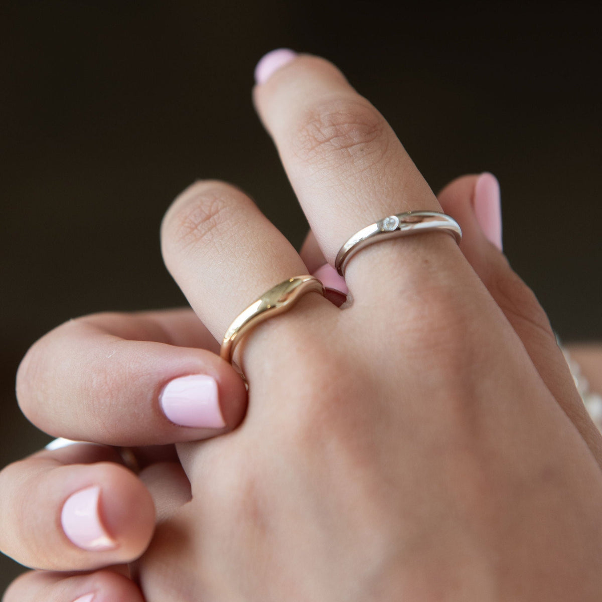 gold and silver mixed metal rings