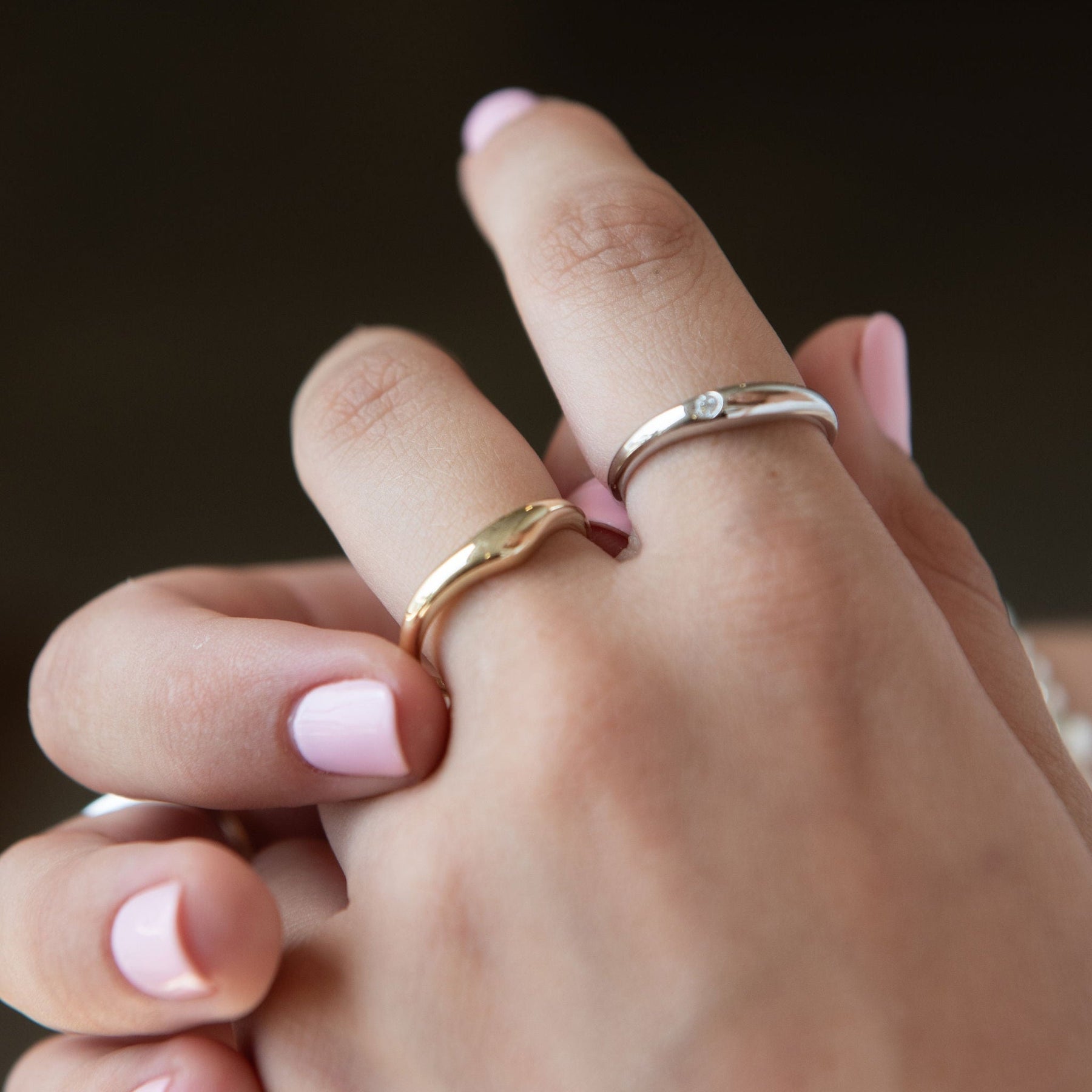 gold and silver mixed metal rings