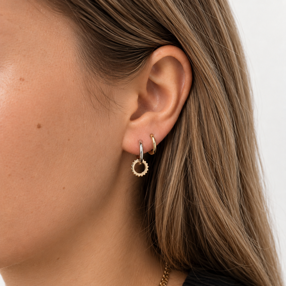 silver and gold hoop
