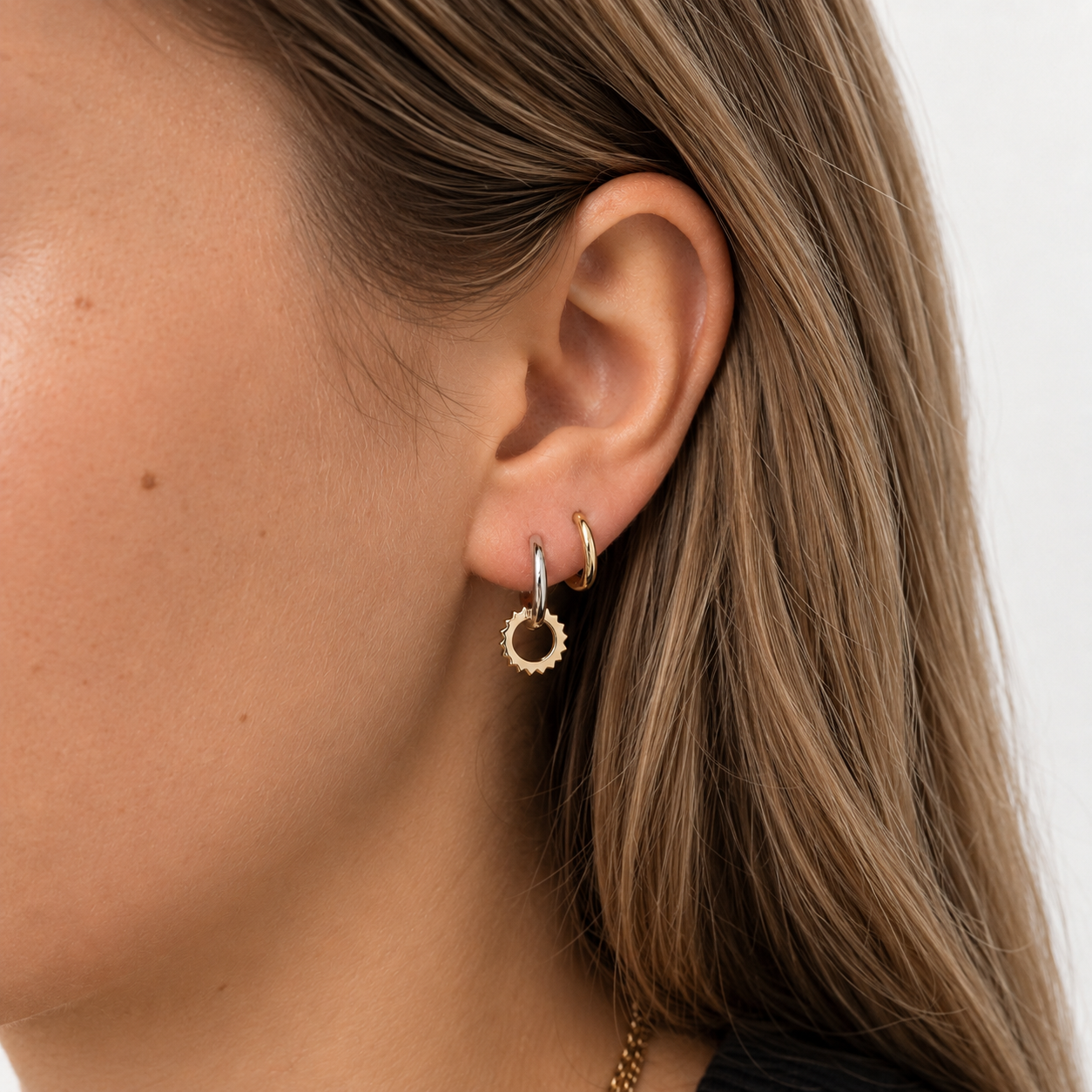 silver and gold hoop