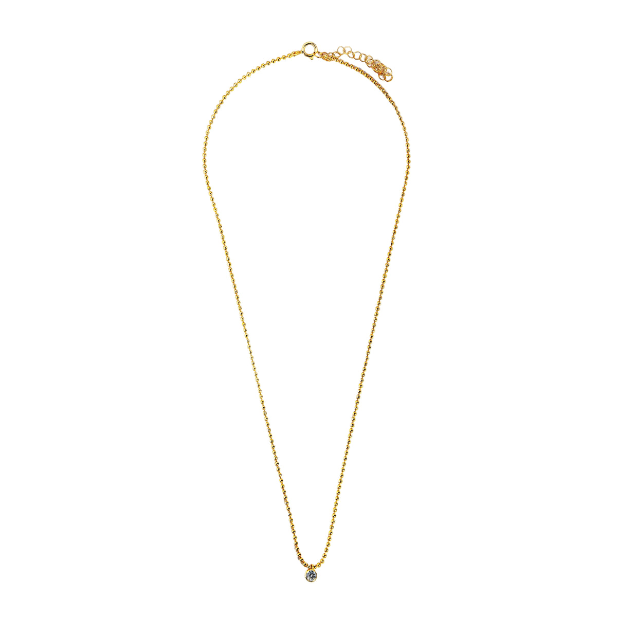 Ball Chain with  Bezel-Set CZ Necklace