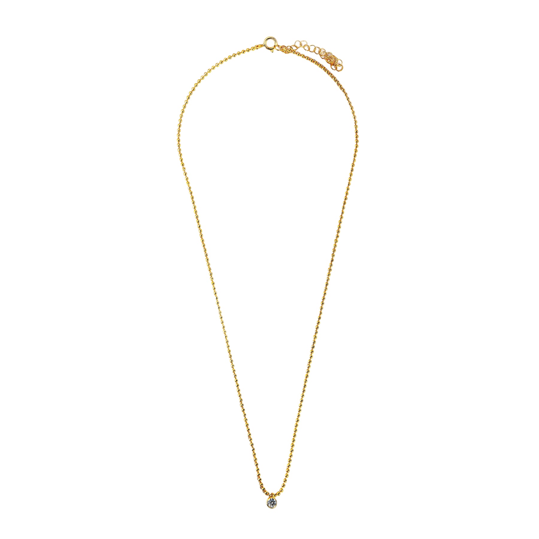 Ball Chain with  Bezel-Set CZ Necklace