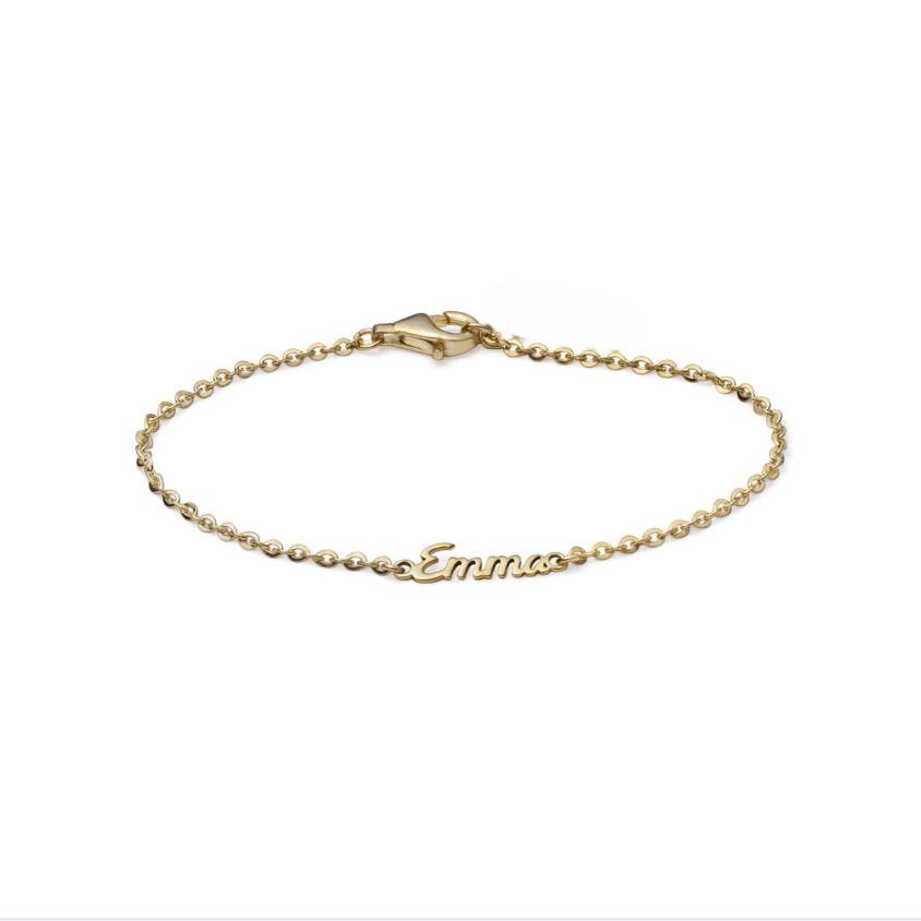 name bracelet made in Canada hot selling in any metal - real gold,  vermeil or sterling silver