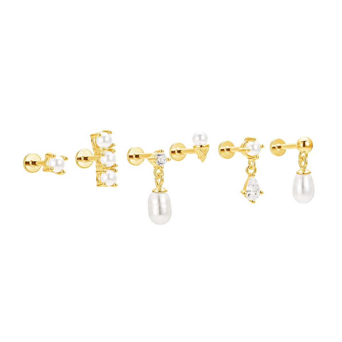 Pearl Flat Back Single Studs