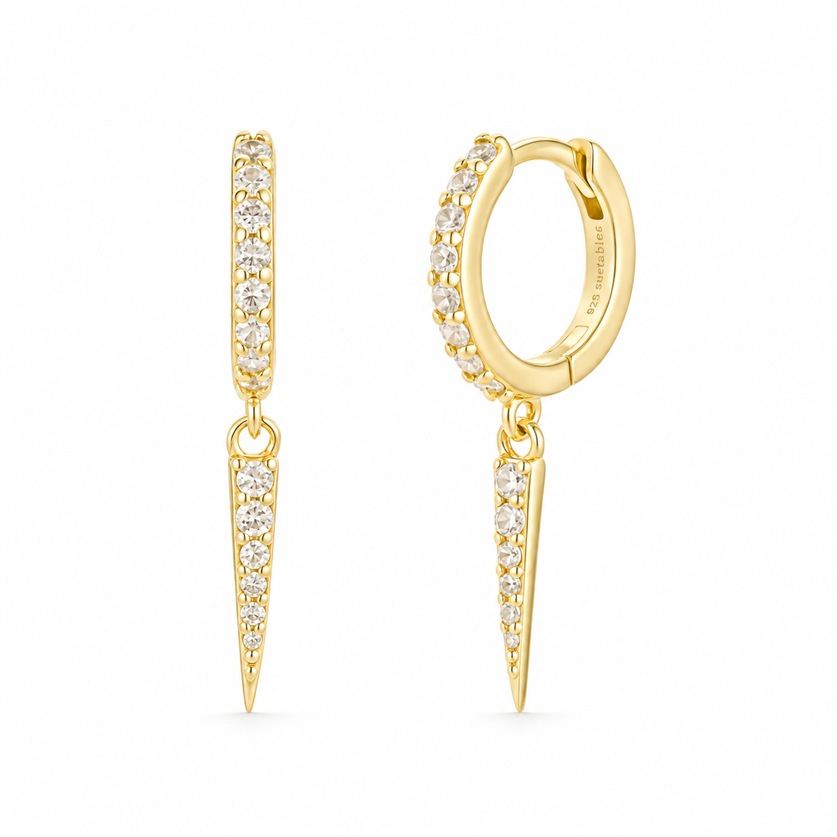 Crystal Spike Drop Huggie Hoops