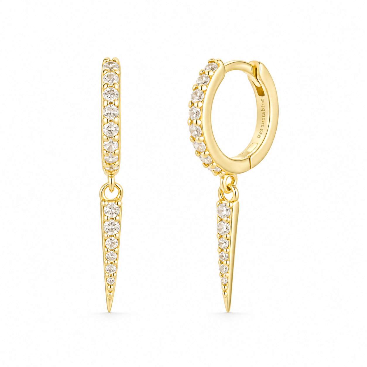Crystal Spike Drop Huggie Hoops