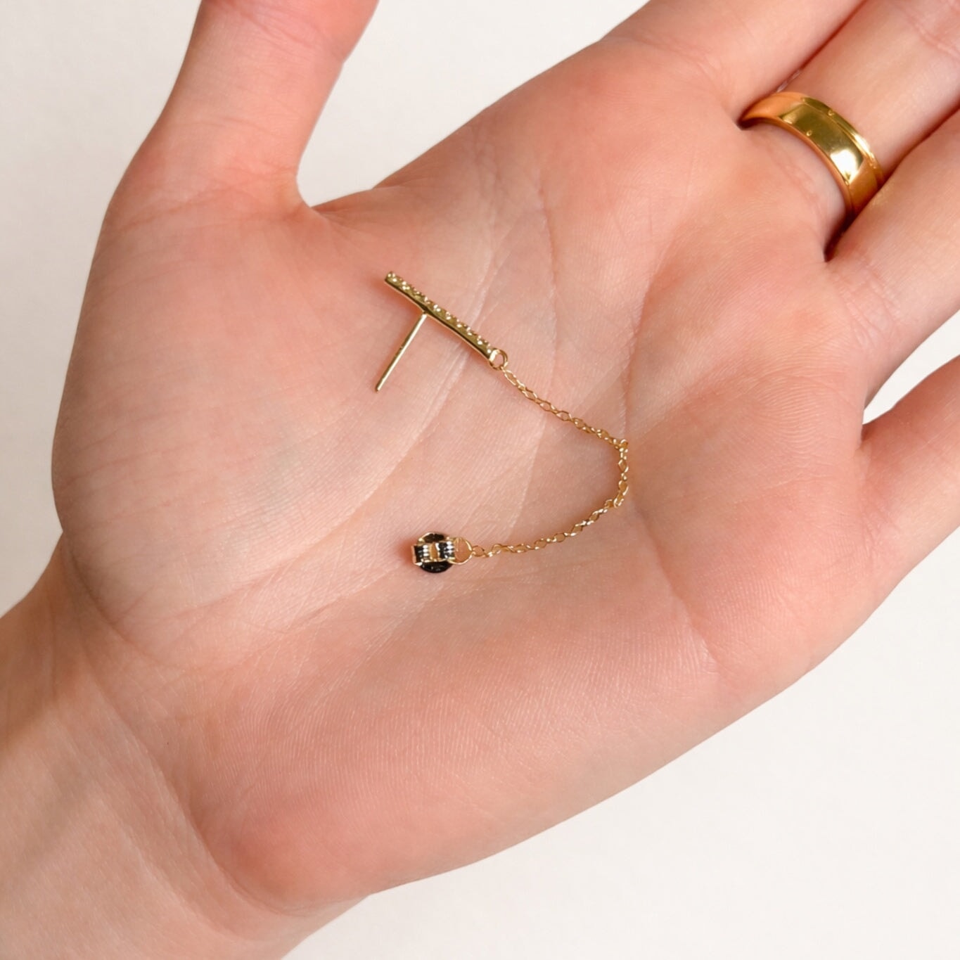 Single Drop Chain Fine Chain Drop Stud- Single