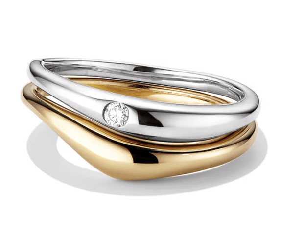 stacked gold and silver rings