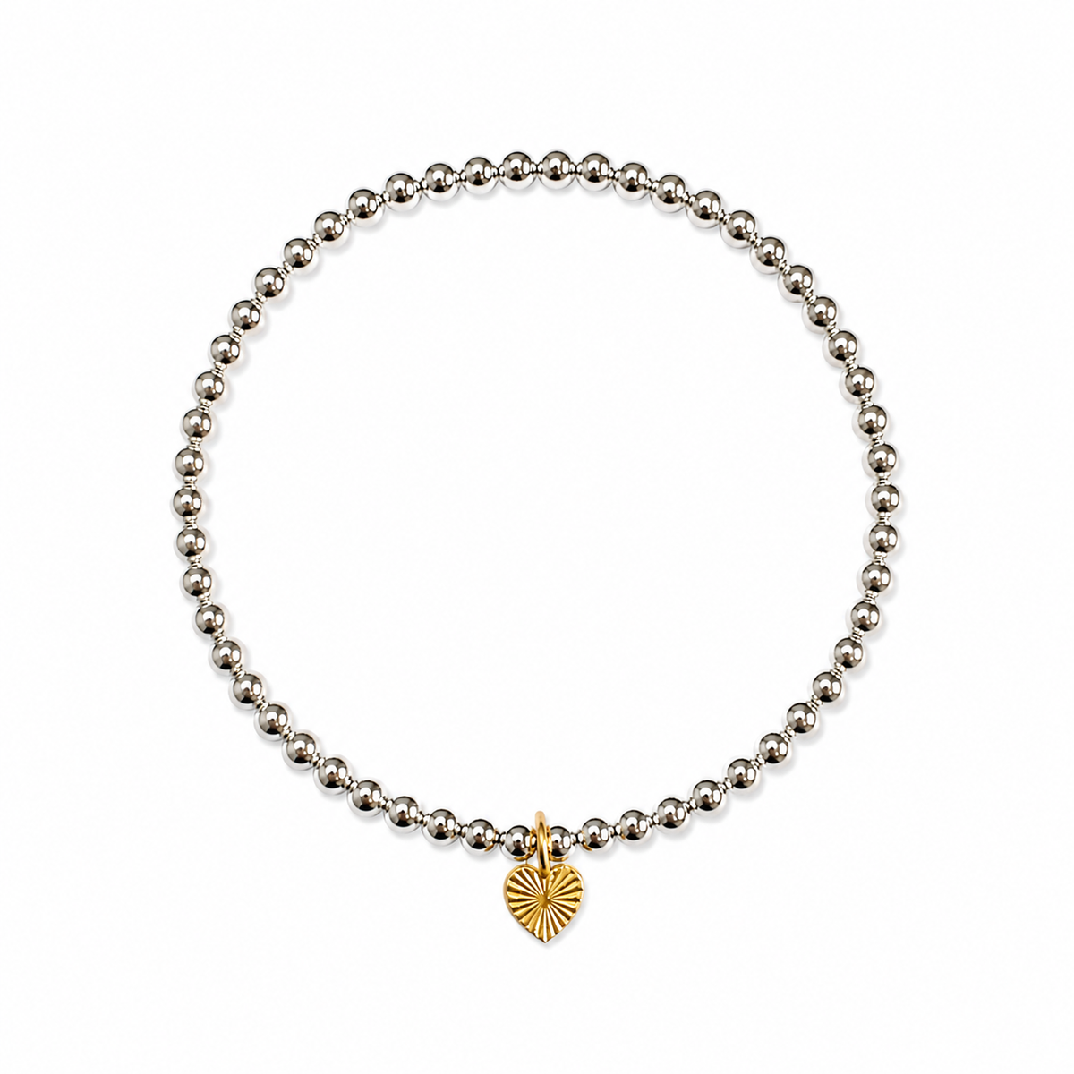 Erin 3mm Ball Bracelet with Heart