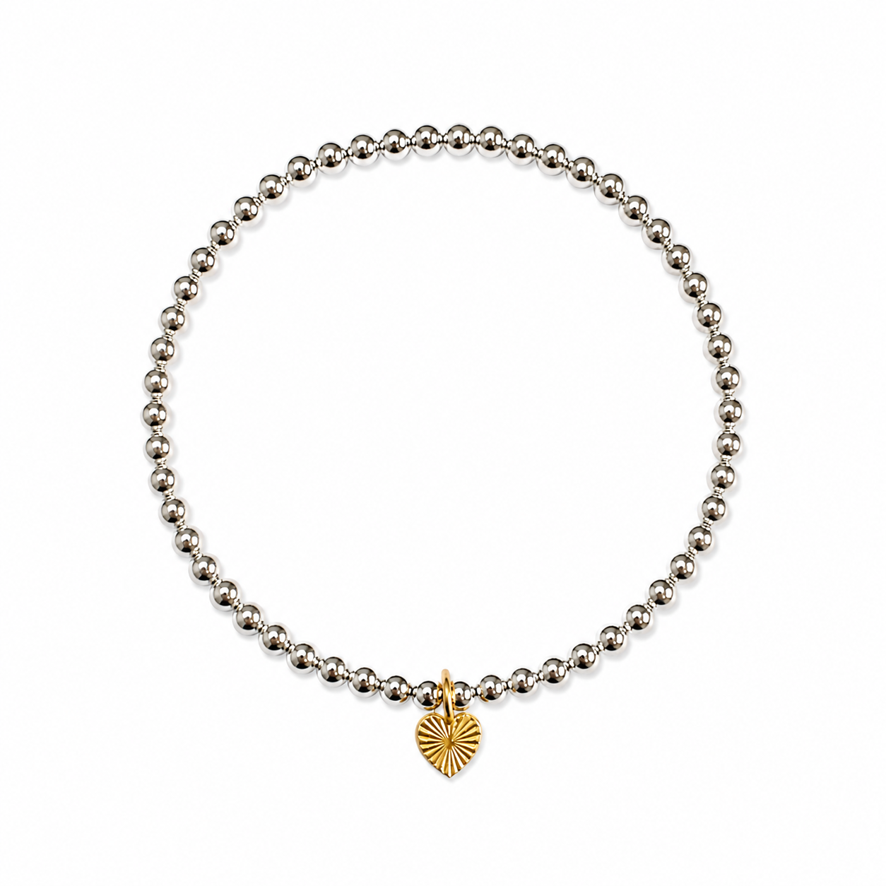 Erin 3mm Ball Bracelet with Heart