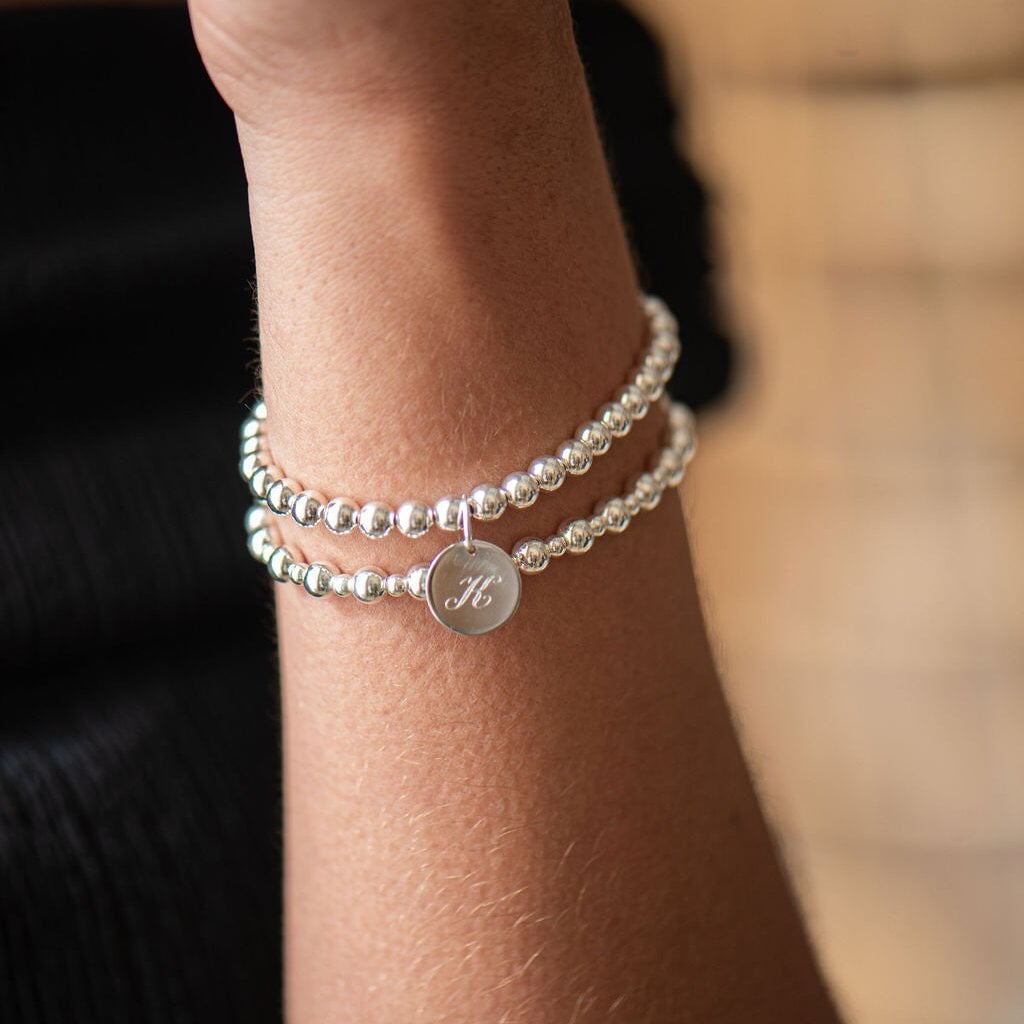 sterling silver ball bracelet with personalized pendant