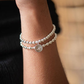 sterling silver ball bracelet with personalized pendant