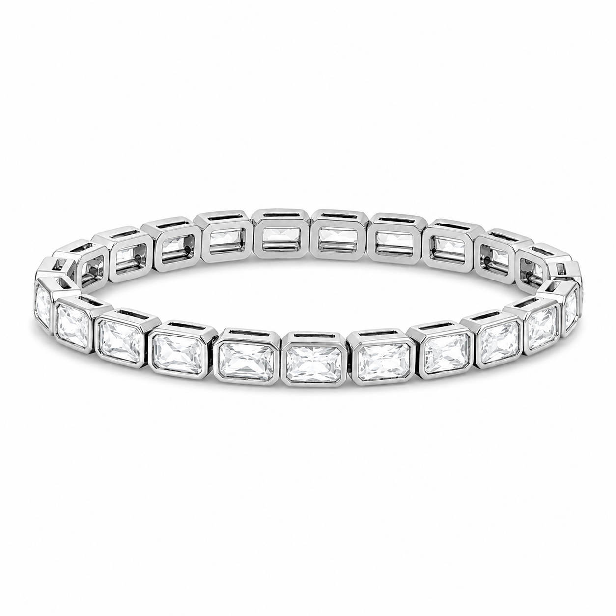 Bezel Emerald Tennis Stretchy Bracelet