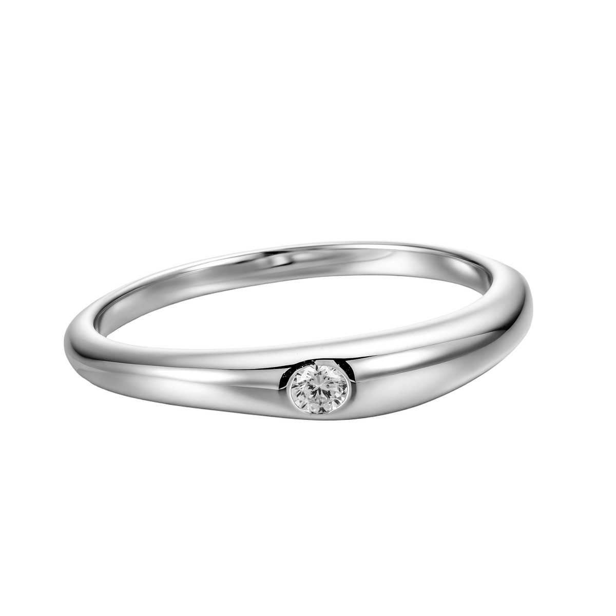 Organic Stacking Ring with Single Stone
