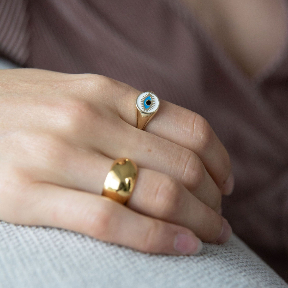 10K Gold Ella Evil Eye Signet Ring*