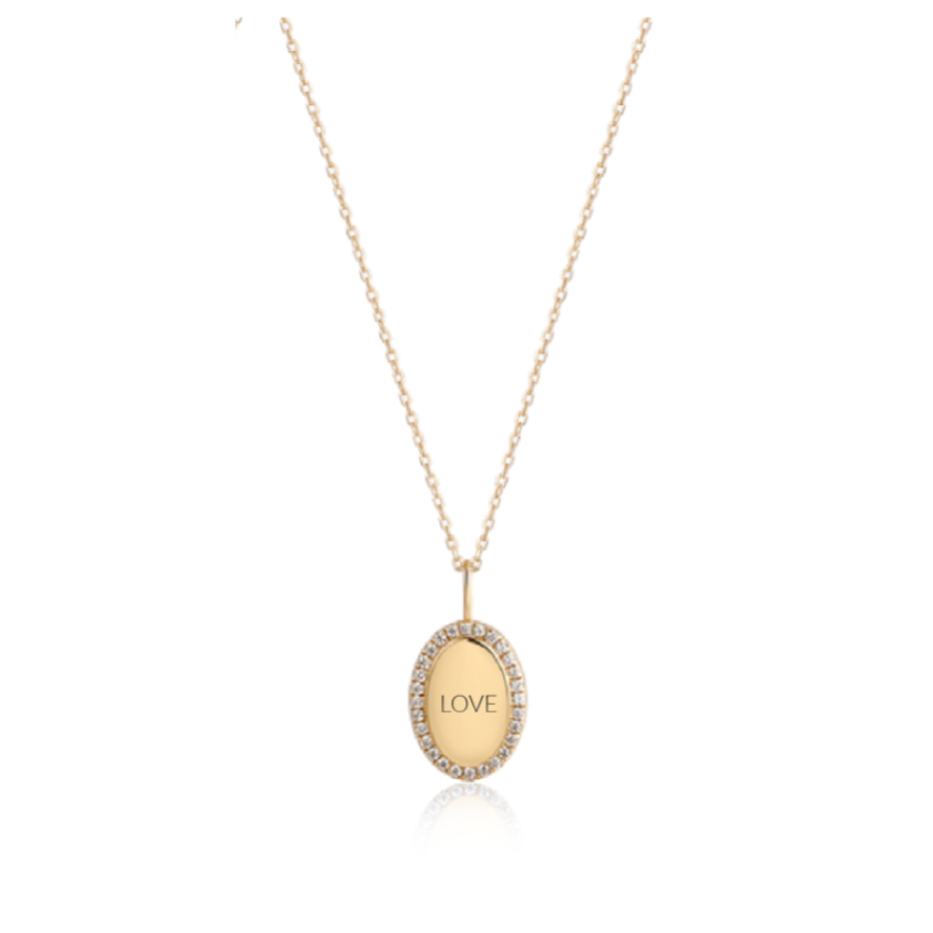 14K Gold Diamond Oval Necklace*