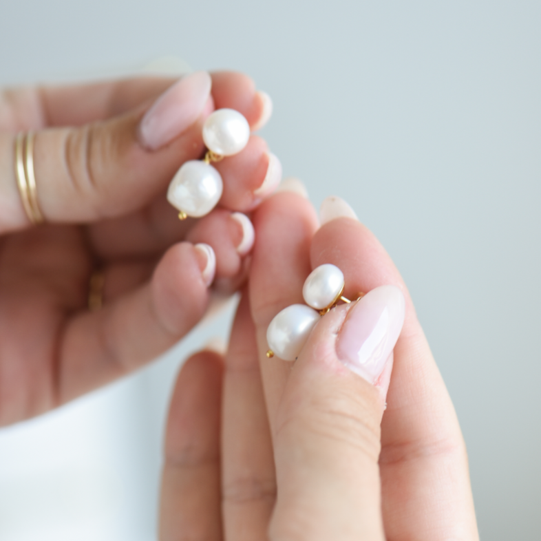 Samantha Double Pearl Studs
