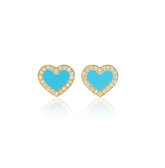 Evie Turquoise Sparkly Heart Studs*